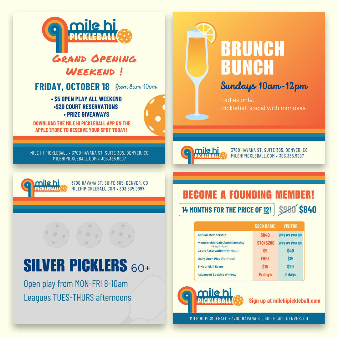Mile Hi City Pickleball • Social Media Designs